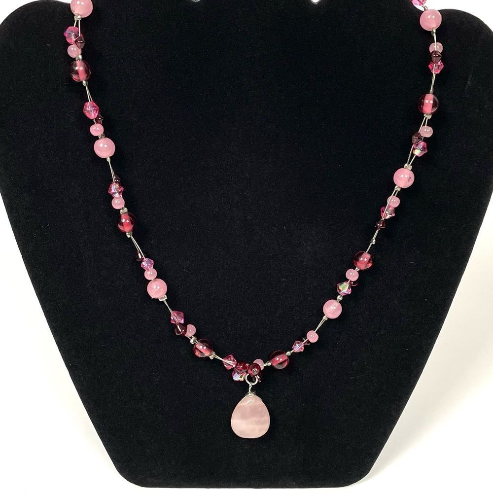 NY & Co. Pink Teardrop Beaded Necklace